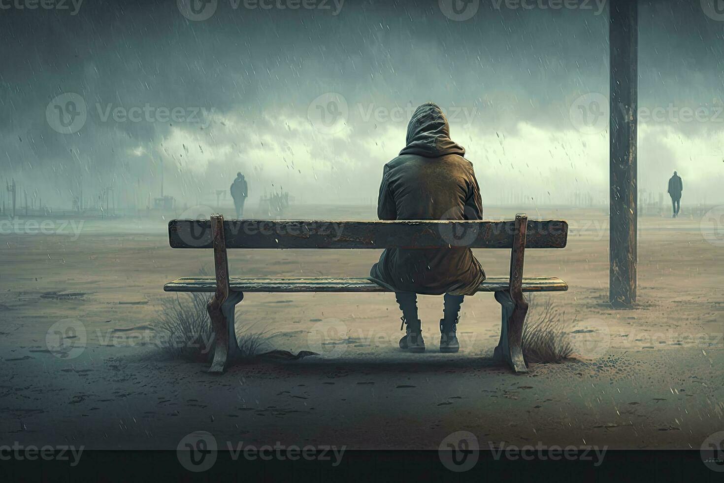 Overcoming Loneliness A Person Sitting Alone on a Bench photo