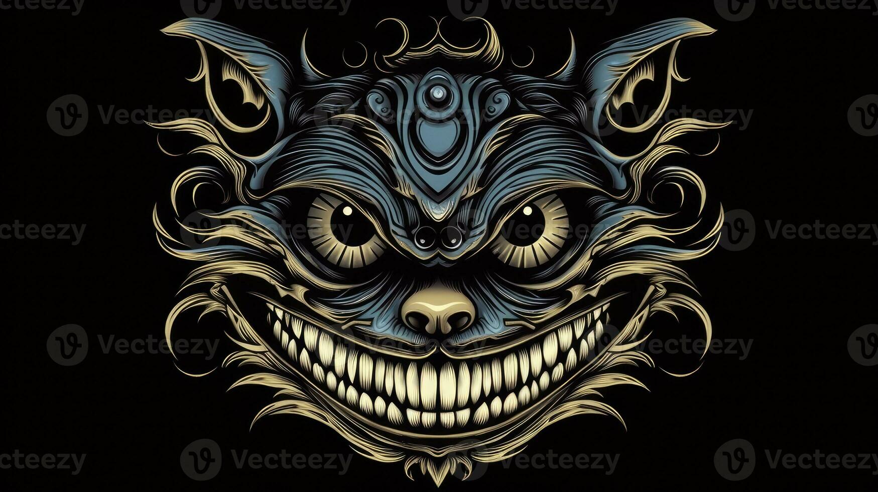 Mysterious Cheshire Cat Grinning in the Dark photo