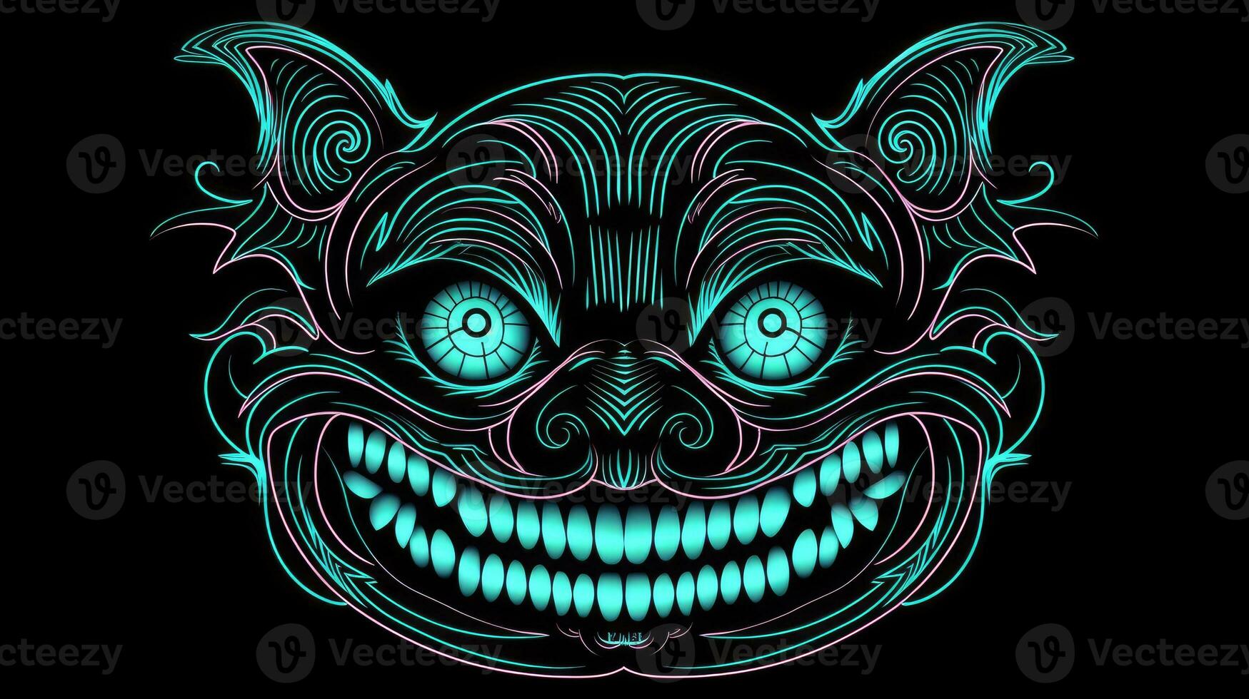 Cheshire Cat Grinning in the Dark for Halloween Party Invitation photo