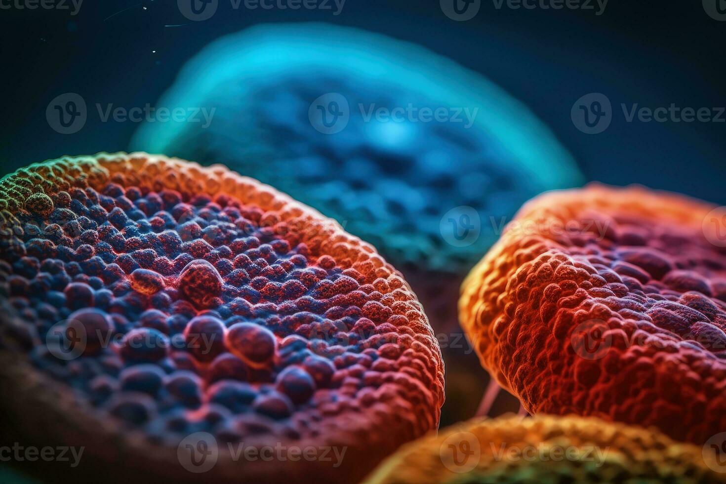 Microscopic View of Bacteria and Virus Cells in a Laboratory Setting photo