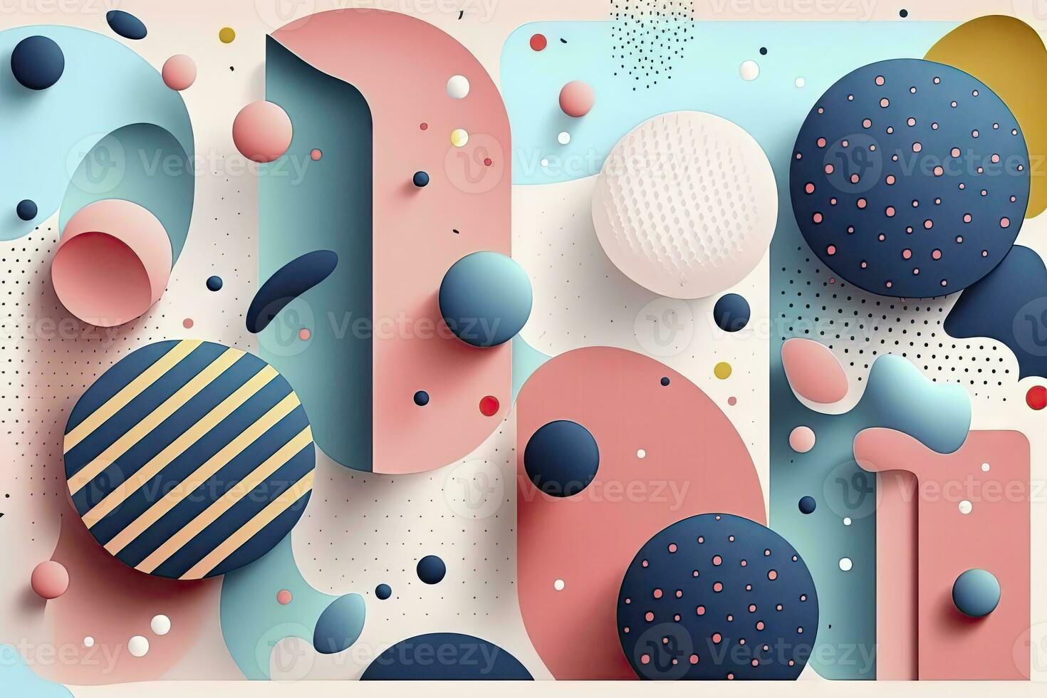 MidCentury Memphis Abstract Pattern in Blue and Pink photo