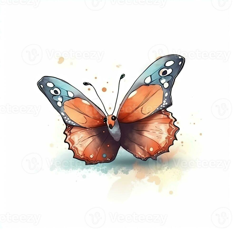 Minimalist Digital Drawing of a Cute Butterfly on White Background photo