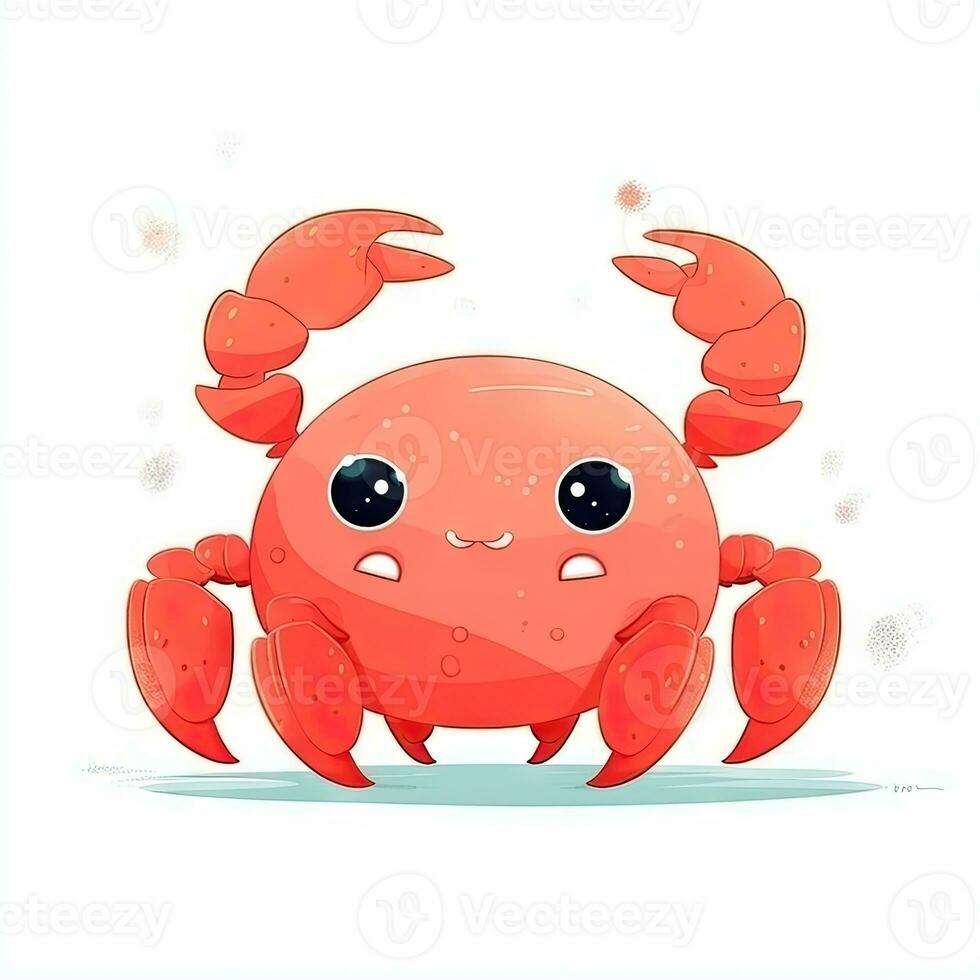 Minimalist Digital Drawing of a Cute Crab on White Background photo