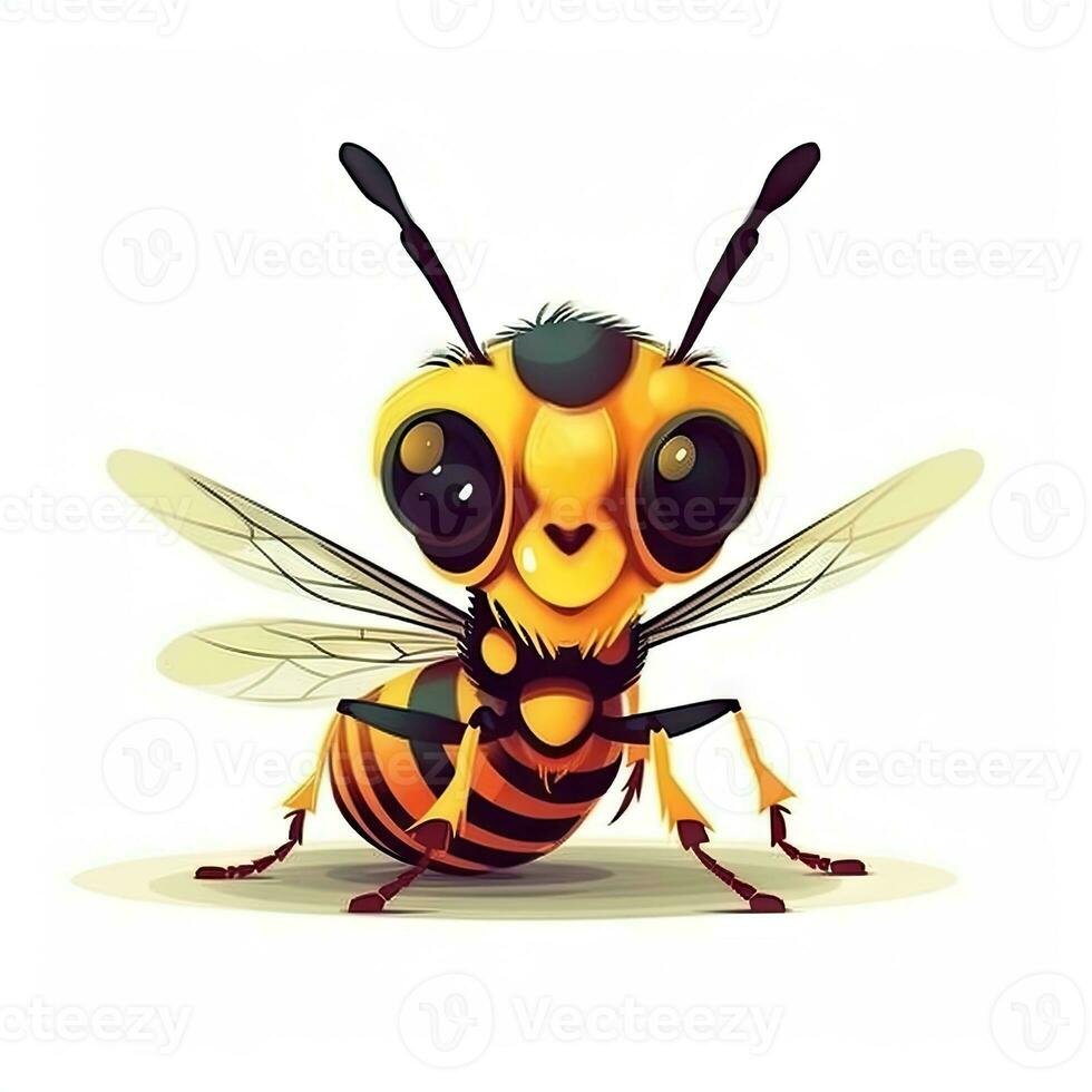 Minimalist Digital Drawing of a Cute Wasp on White Background photo