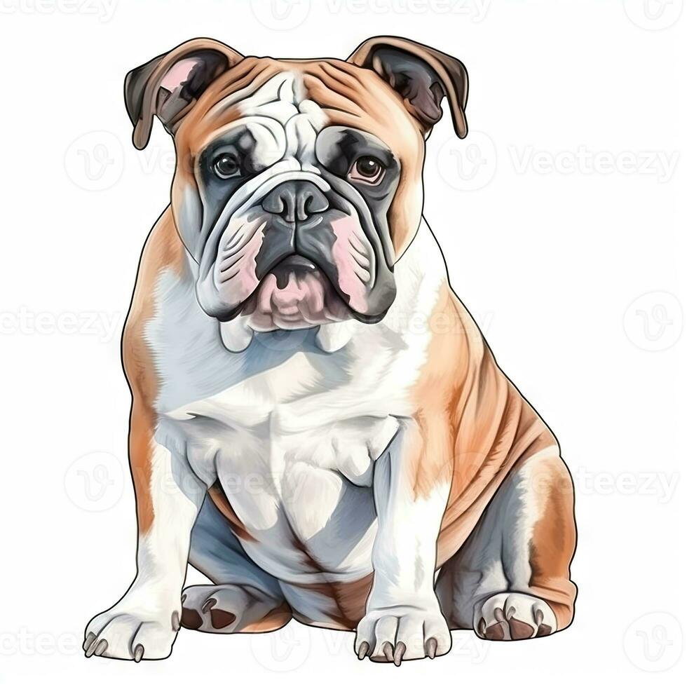 Minimalist Bulldog Watercolor Painting on Soft Pastel Background photo
