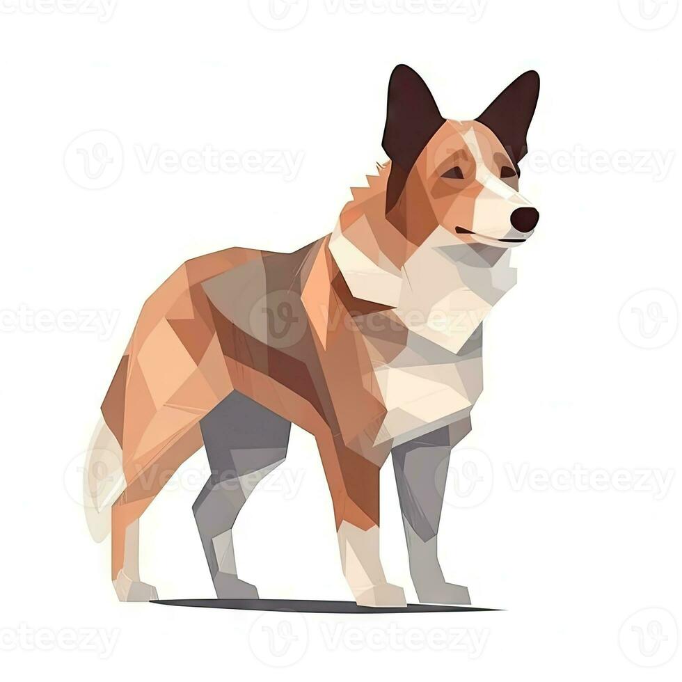 Minimalist Pembroke Welsh Corgi Watercolor Painting in Soft Pastel Colors photo