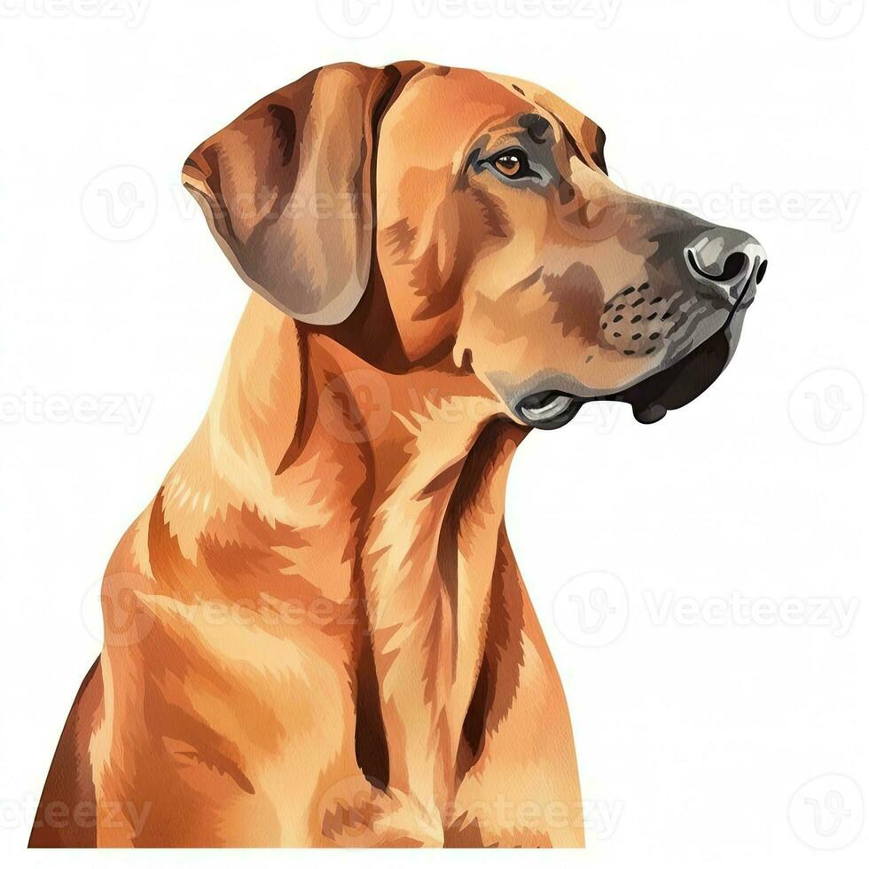 Minimalist Rhodesian Ridgeback Watercolor Painting in Soft Pastel Colors photo