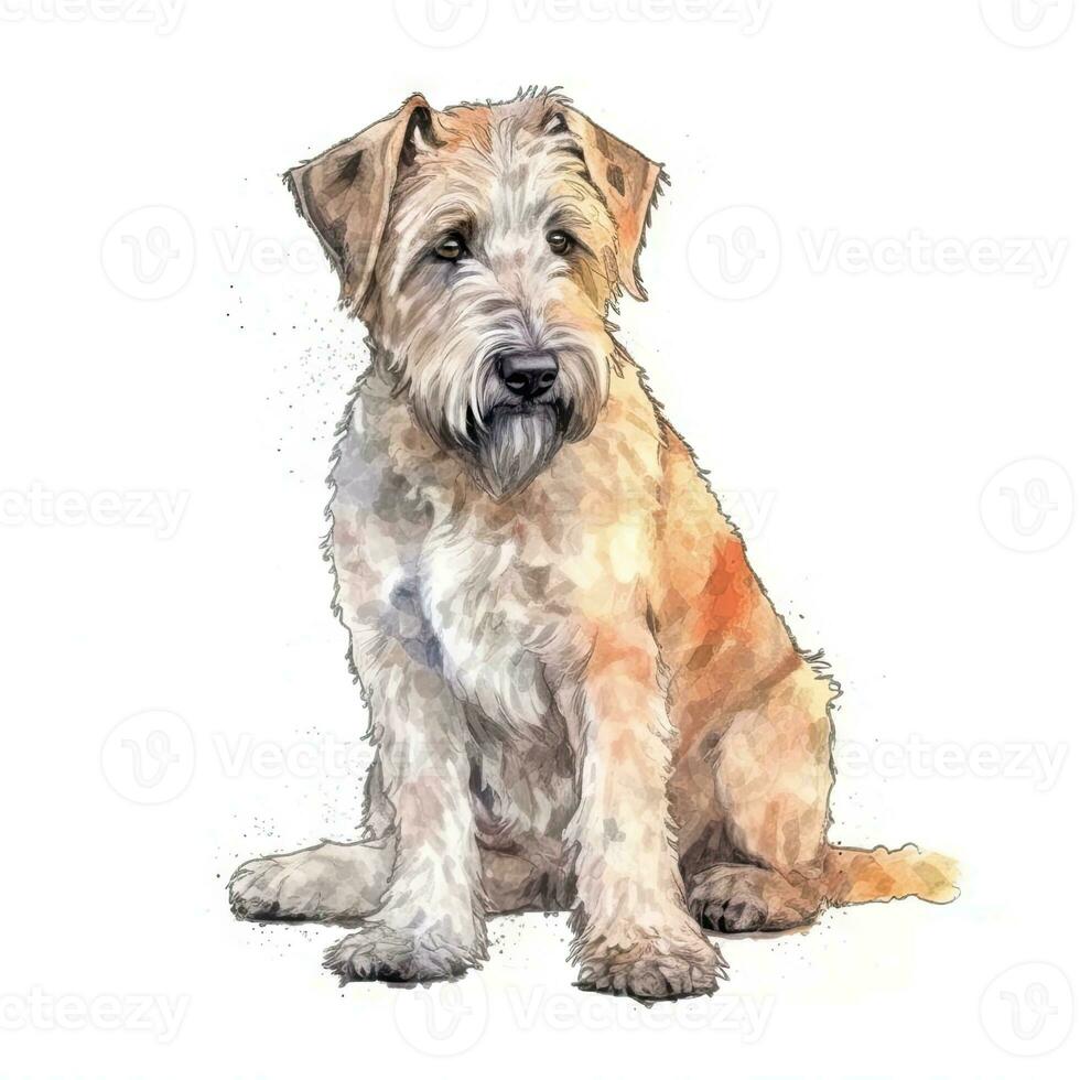 Soft Coated Wheaten Terrier in Minimalist Watercolor Painting photo