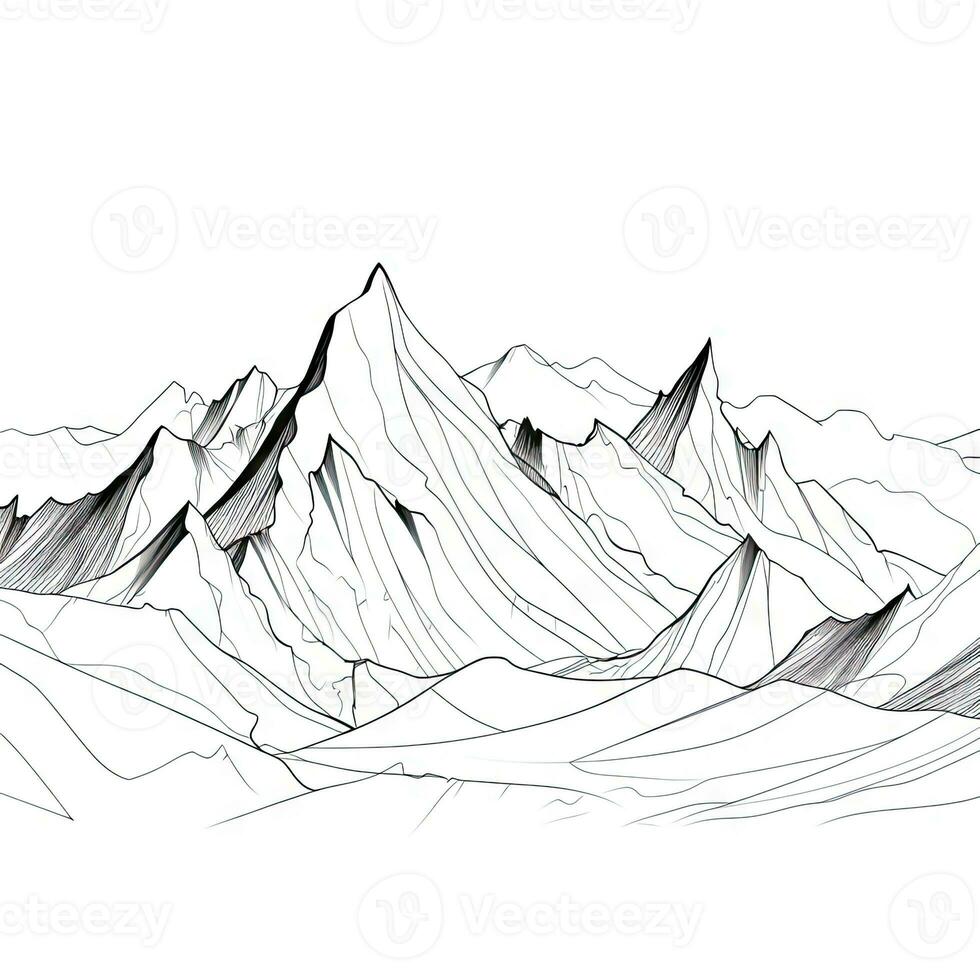 Simplistic TopView Mountain Range Landscape Drawing photo