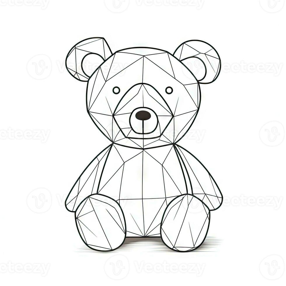 Simple Linear Drawing of Teddy Bear Soft Toy  Symbol of Friendship for Children photo