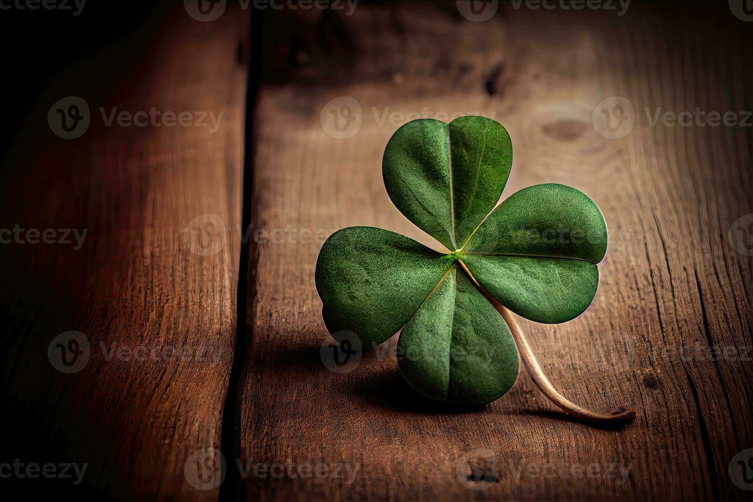 Lucky Clover on Wooden Background A Symbol of Good Fortune photo