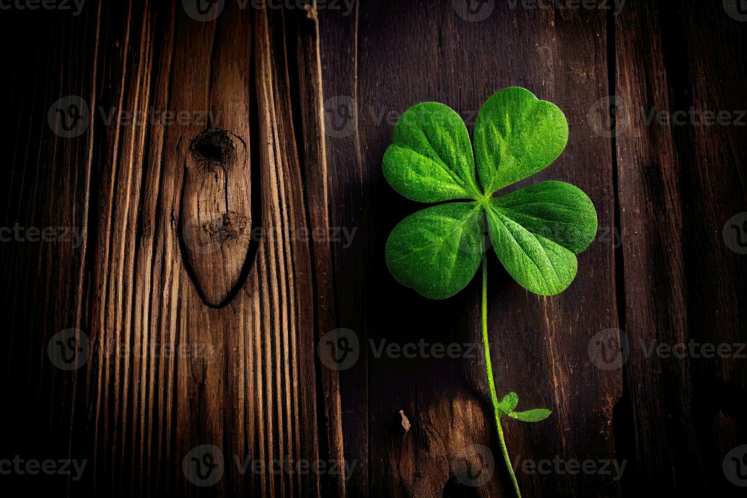 Lucky Clover on Wooden Background A Symbol of Good Fortune photo