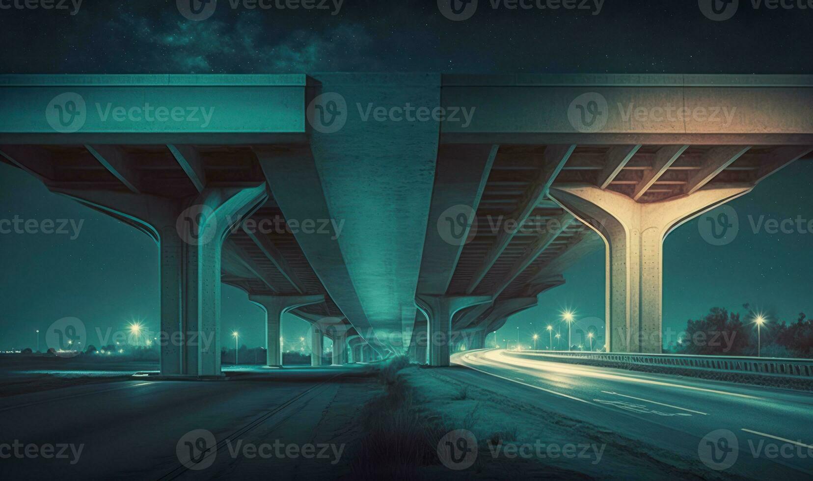 Ethereal Night Overpass with Soft Lighting for Professional Backgrounds photo