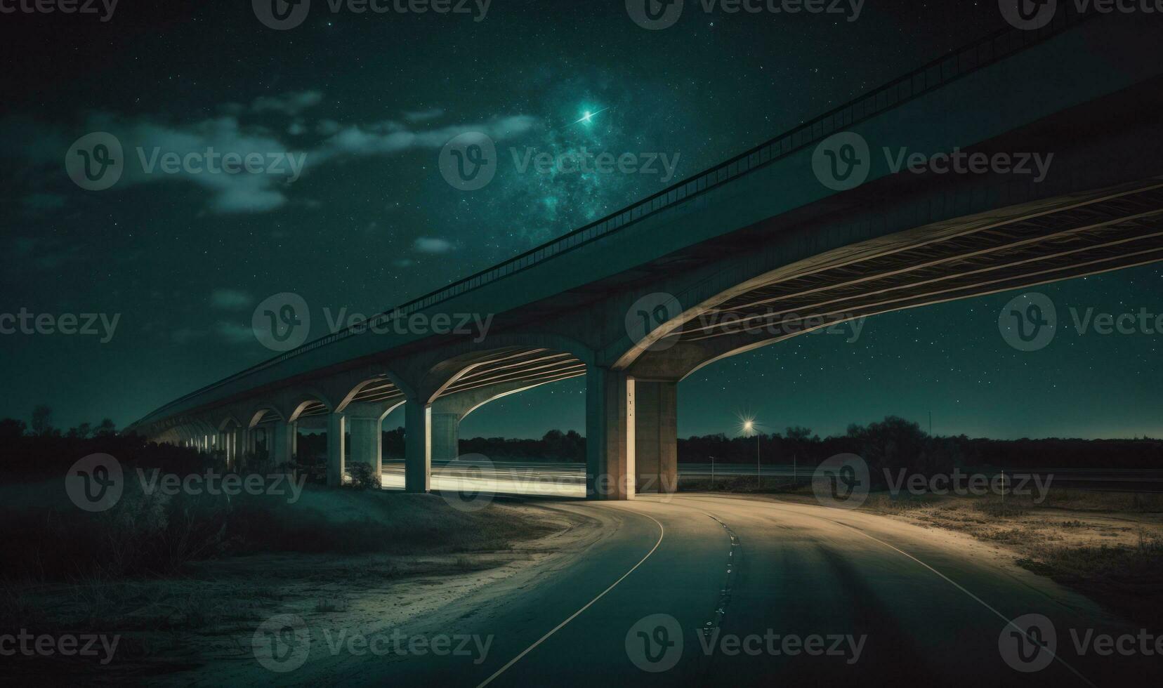 Ethereal Night Overpass with Soft Lighting for Professional Backgrounds photo