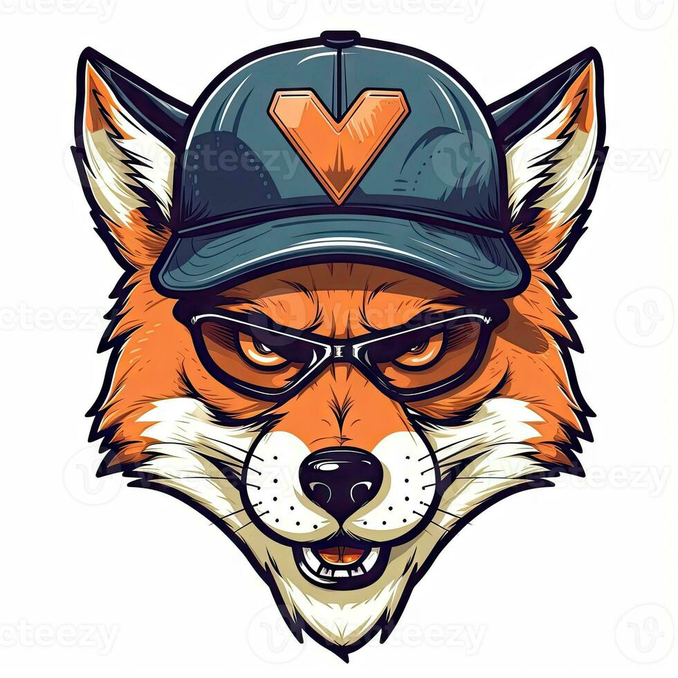 Cool Cartoon Character Wearing Sunglasses and Cap with an Angry Expression photo