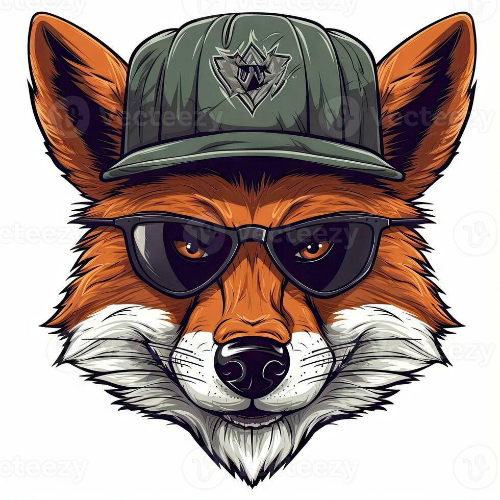 Cool Cartoon Character Wearing Sunglasses and Cap with an Angry Expression photo