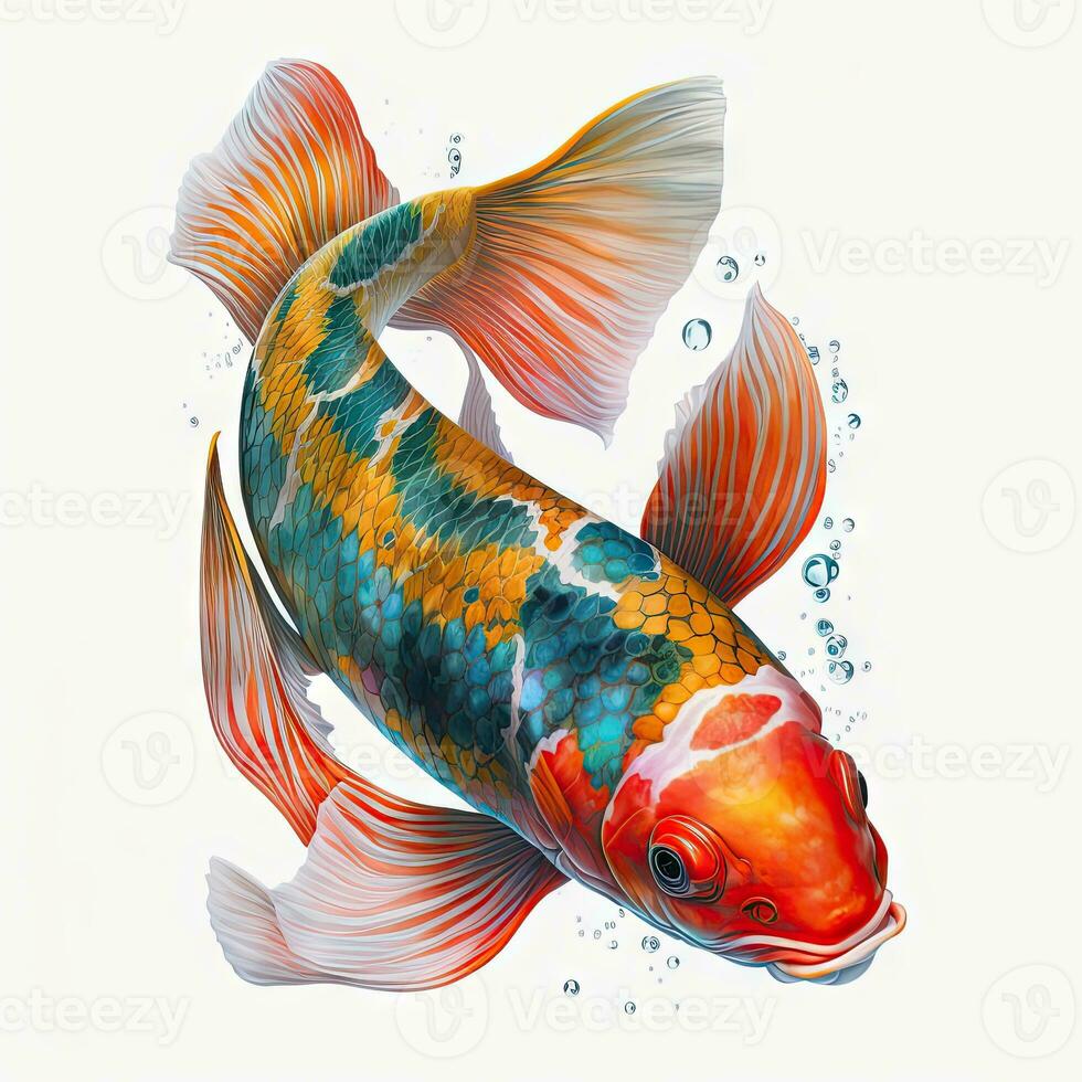 Vibrant Koi Fish Tattoo Design on White Background photo