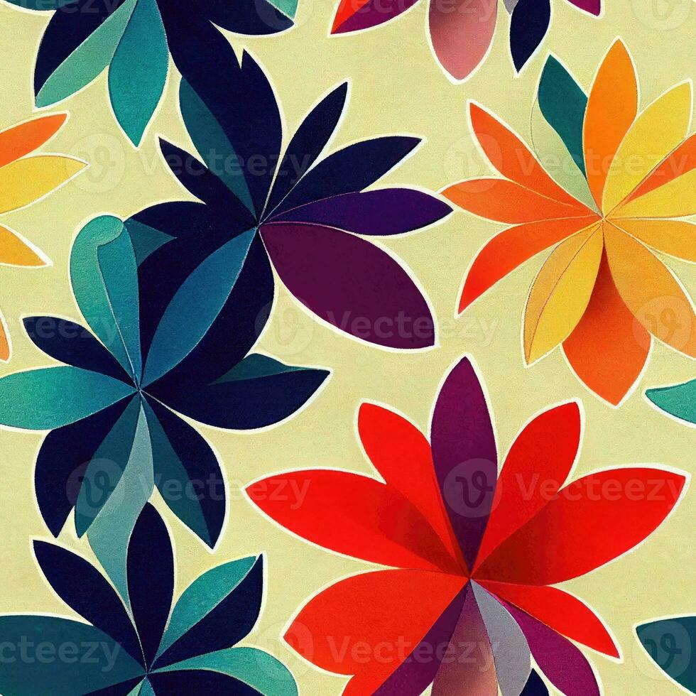 Flower Power Rainbow Colors Pattern for Retro Designs photo