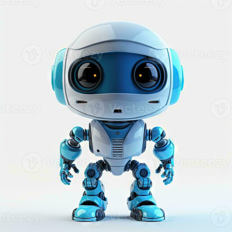 Futuristic Angry Robot in Full Growth with Spatial Feel for Metaverse photo
