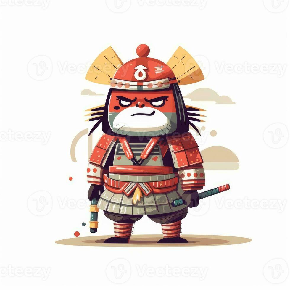 Minimalist Samurai Baby Character Illustration photo