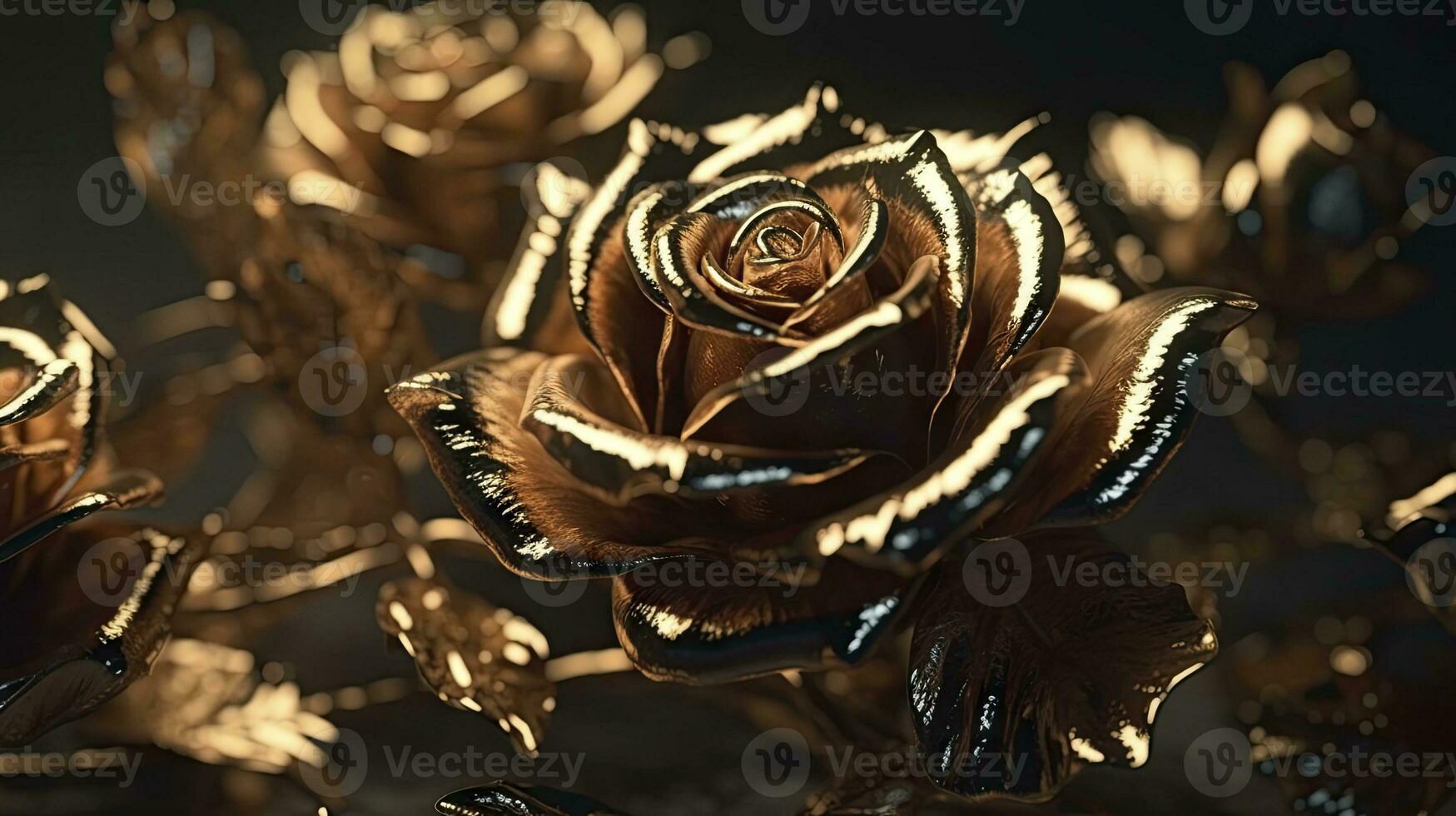 Golden Rose Floral Art Posters for Cinematic Composition photo