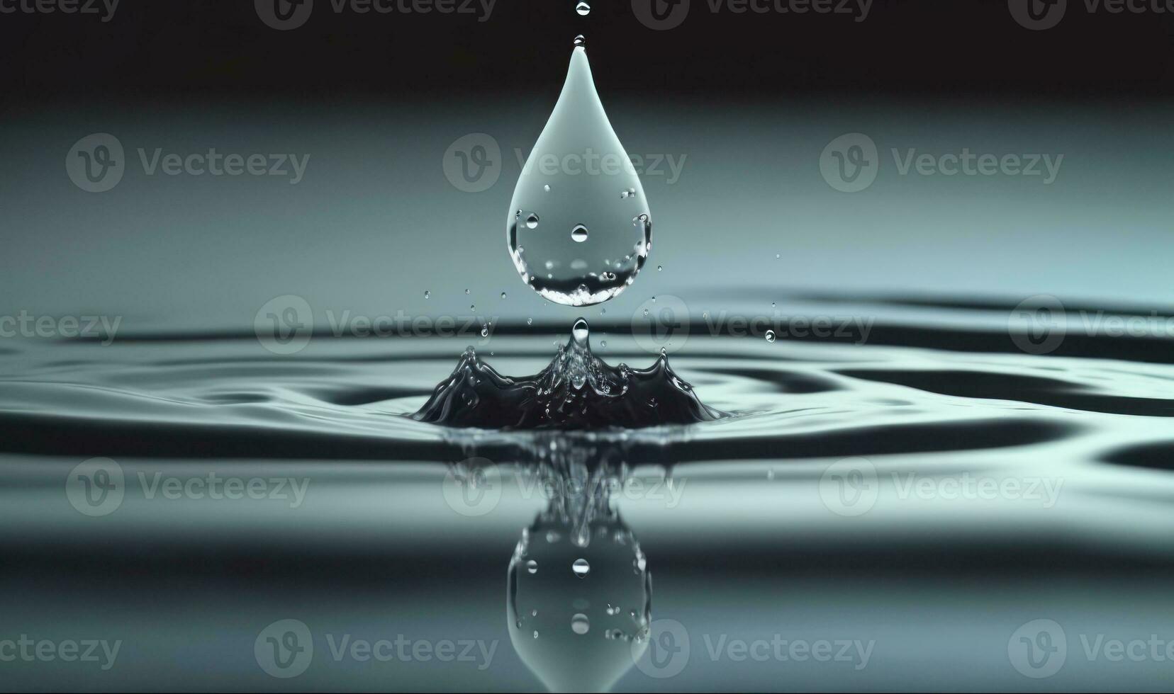 Ethereal Slow Motion Water Drop Splash in Calm Water photo