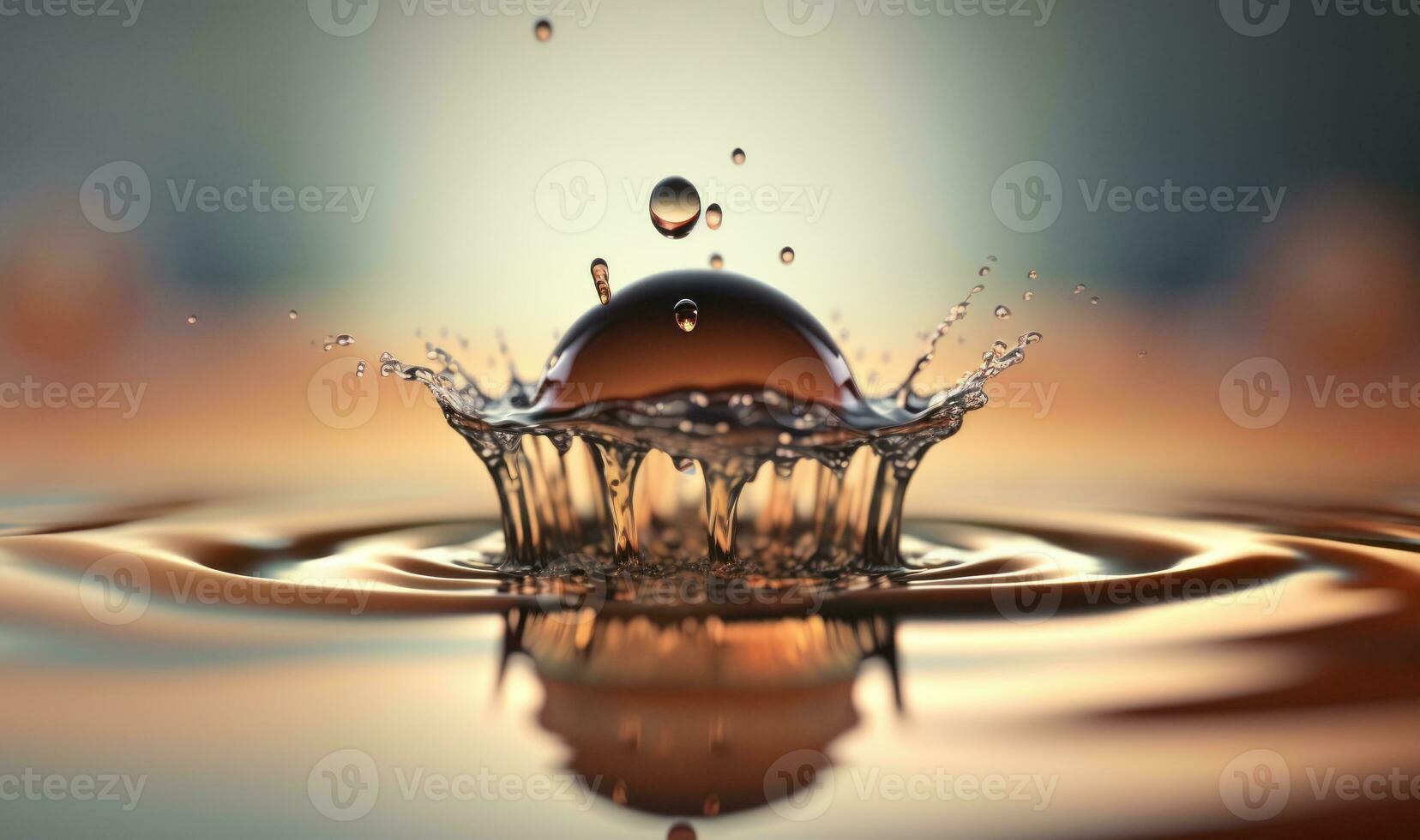 Ethereal Slow Motion Water Drop Splash in Calm Water photo