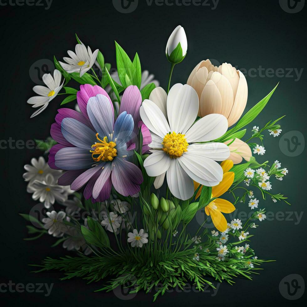 Blossoming Spring Flowers in 4K A Realistic Background for Your Designs photo