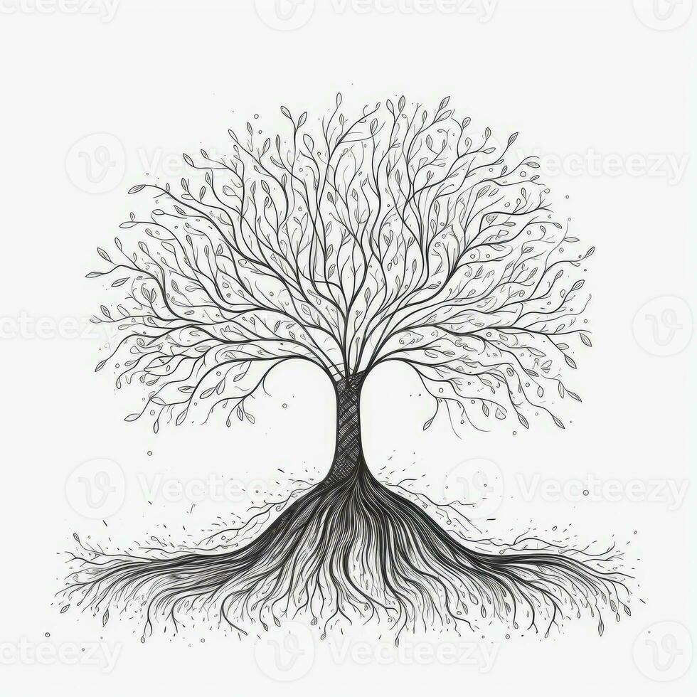 Continuous Line Sprout Growing in Spring Soil Background photo