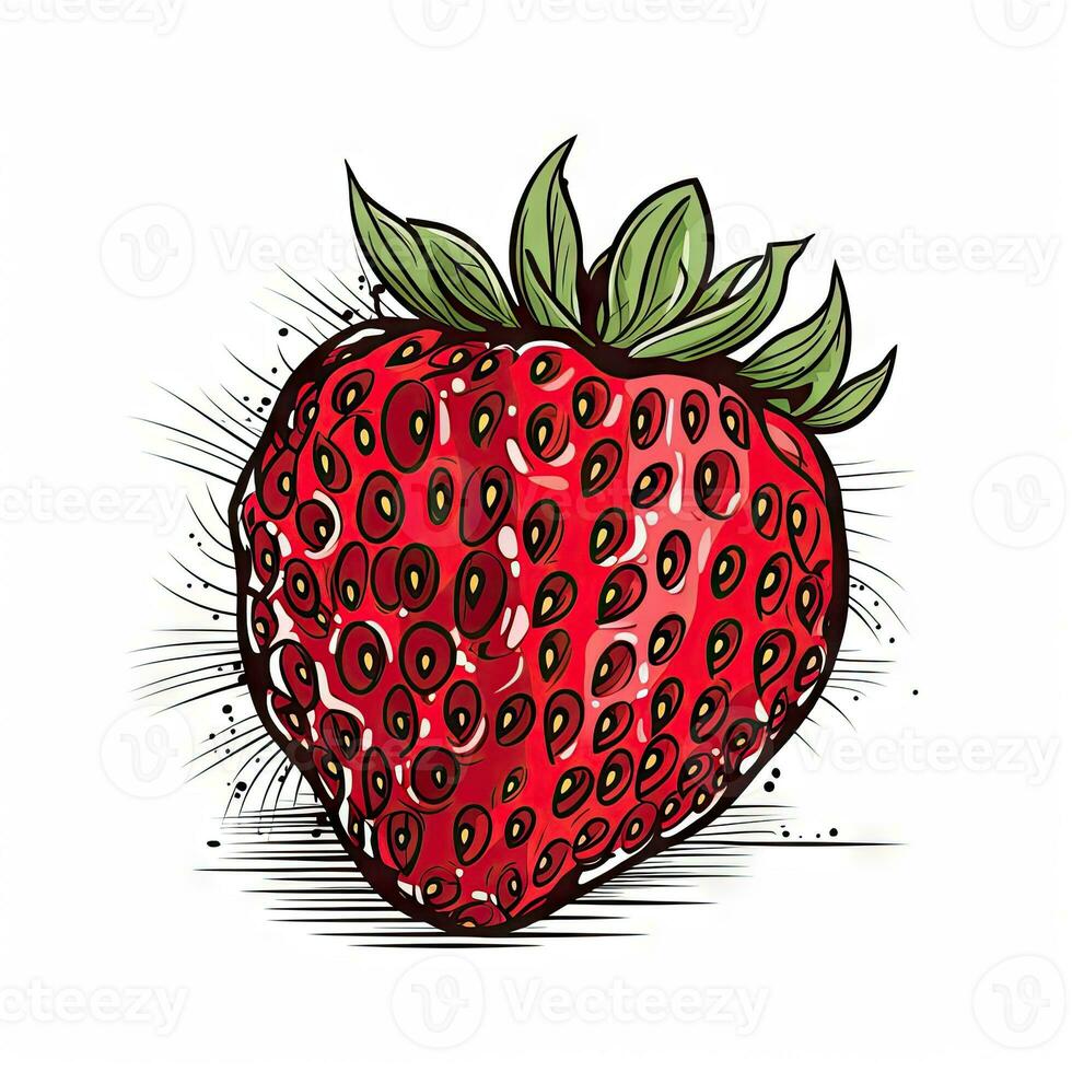 Continuous Line Drawing of Strawberry for Label Design Background photo