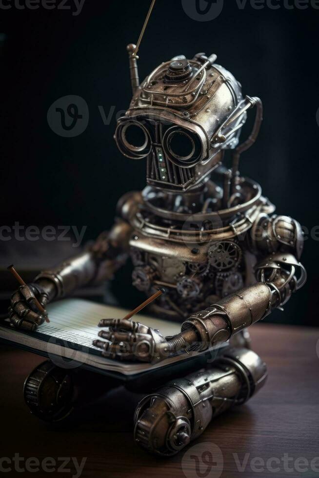 Overworked Robot Struggling to Write a Term Paper photo