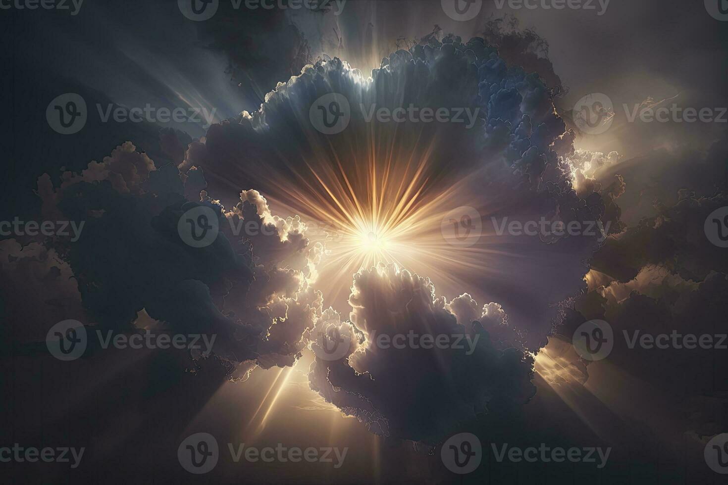 Cinematic Sunburst Clouds with Soft Focus and Photorealistic Lighting photo