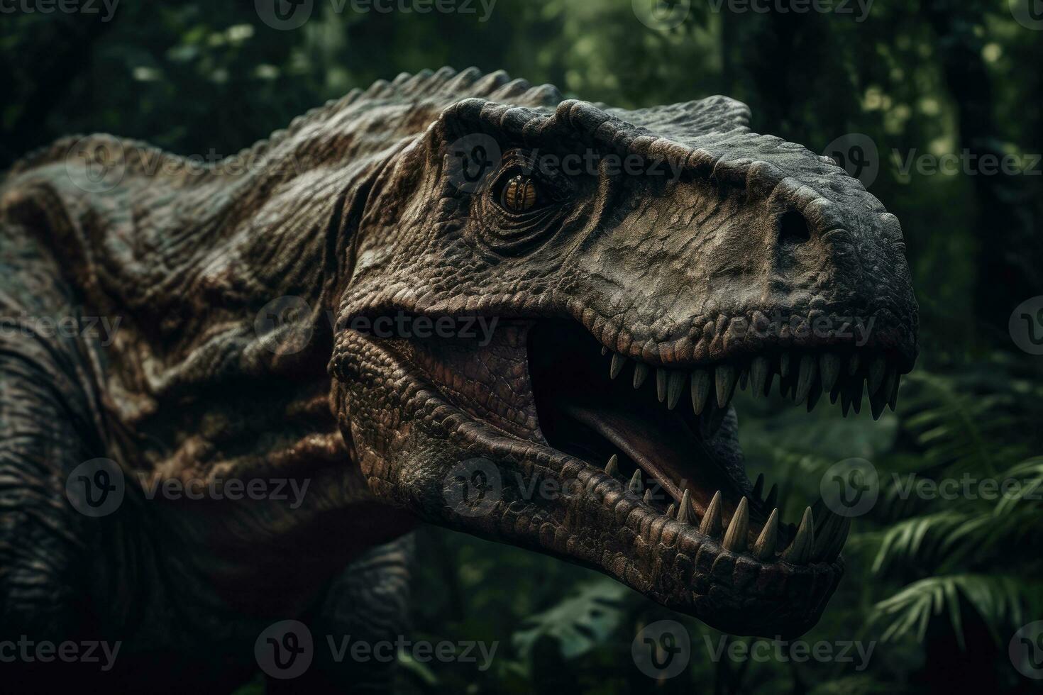 Fierce TRex in Cinematic Detail Ready to Strike photo