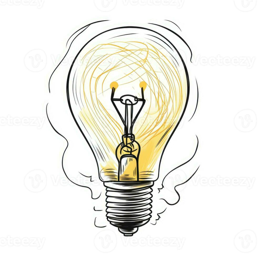 Illuminating Ideas Continuous OneLine Drawing of a Yellow Lightbulb photo