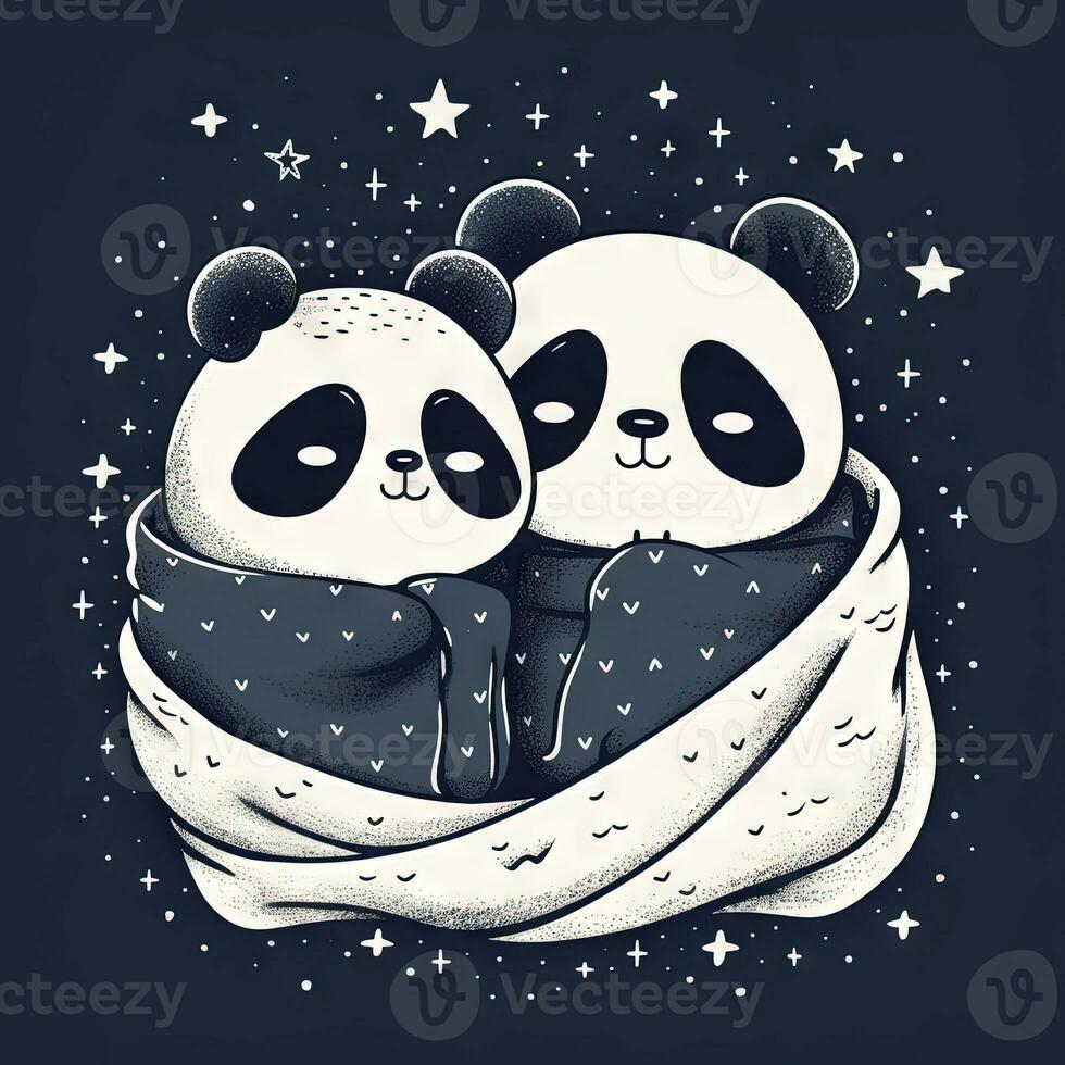 Cozy Panda Naptime Under Starry Blanket photo