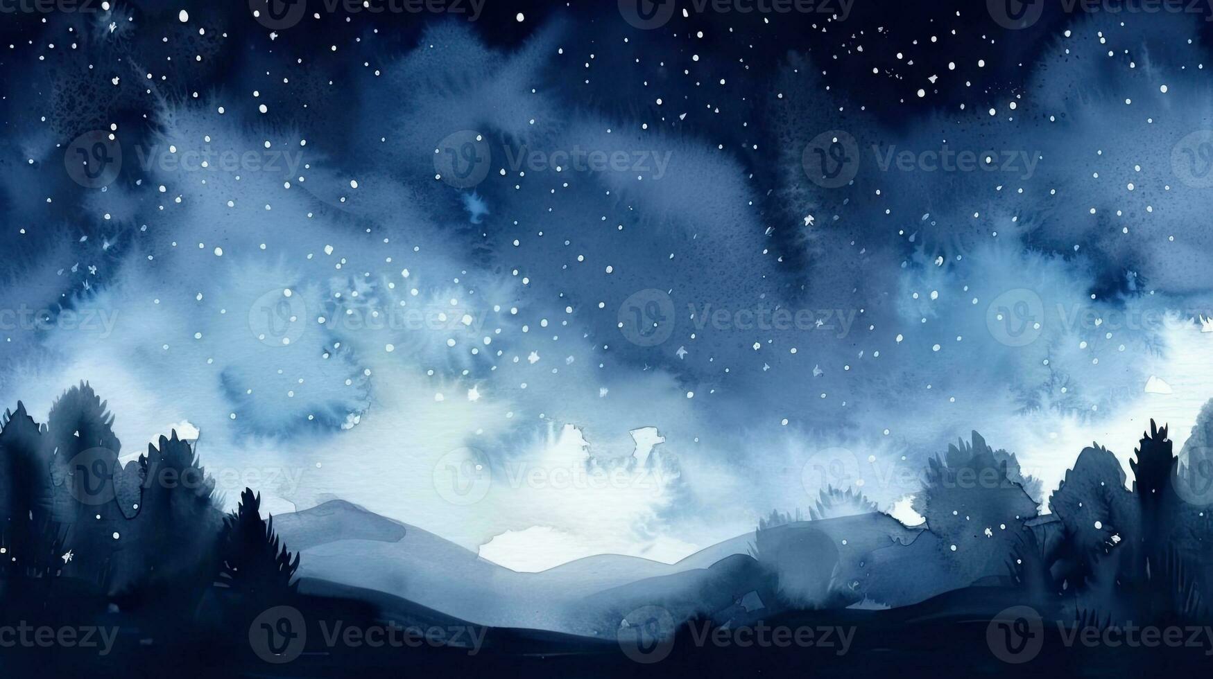Starry Night Sky Watercolor Background photo