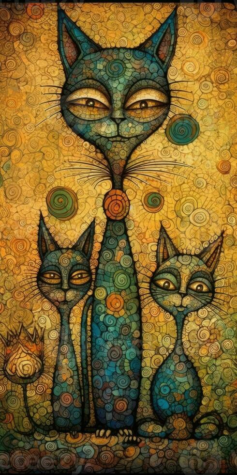Happy Whimsical Cat Family Portrait photo