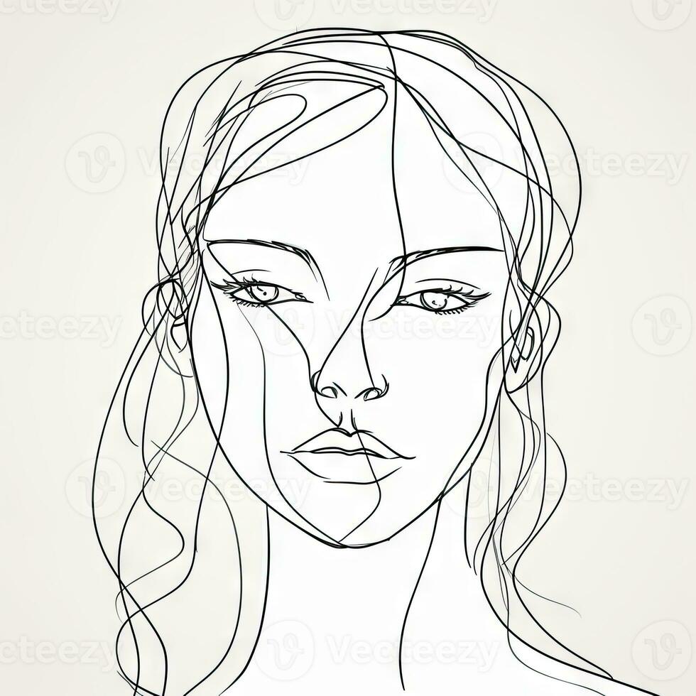 Continuous Line Drawing of a Modern Womans Face photo