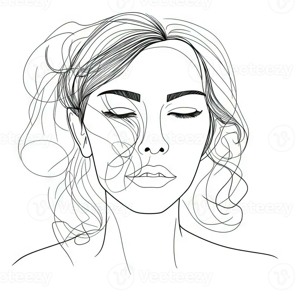 Continuous Line Drawing of a Modern Womans Face photo