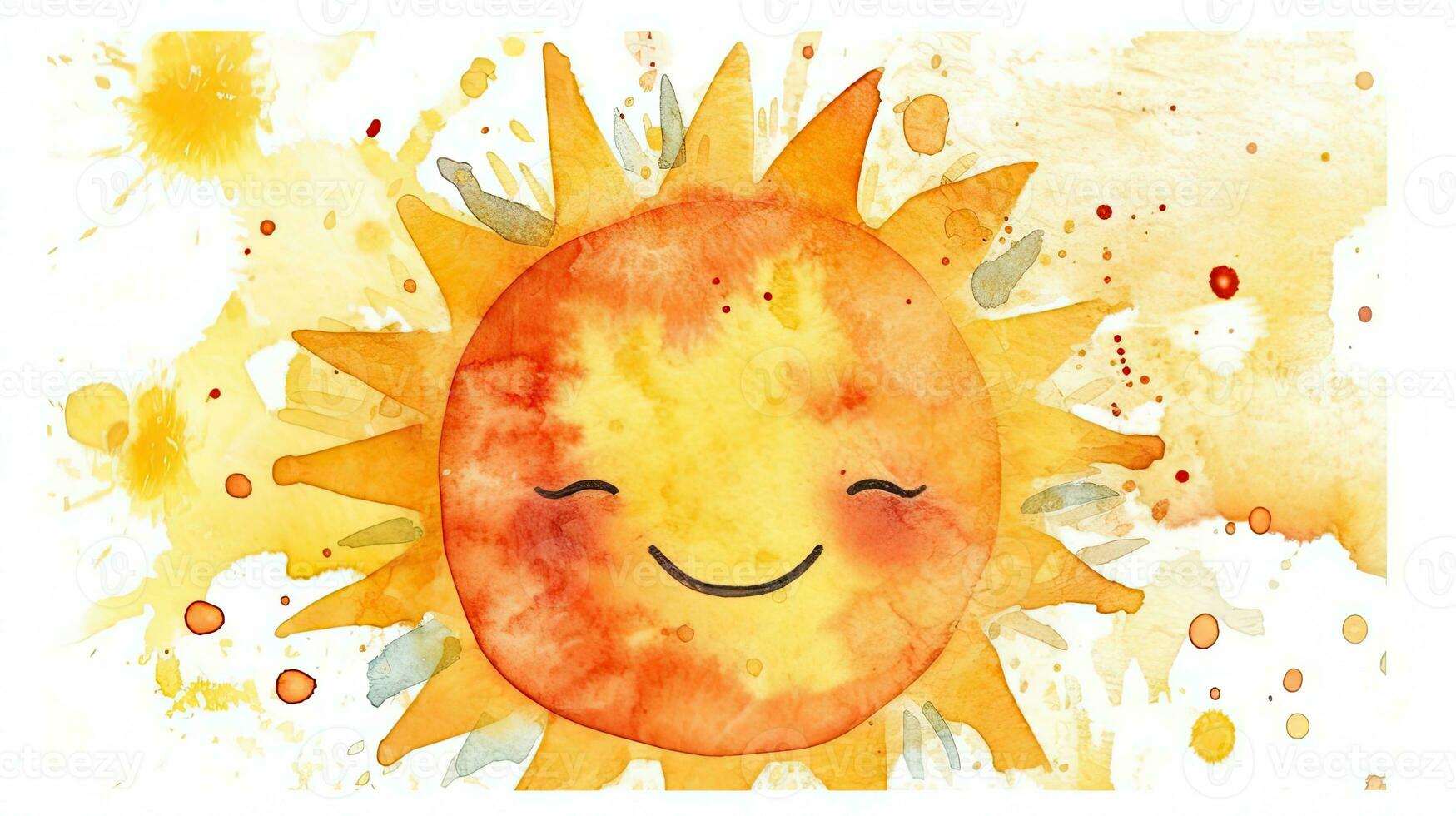 Bright and Cheerful Sun Illustration in Watercolor Style photo