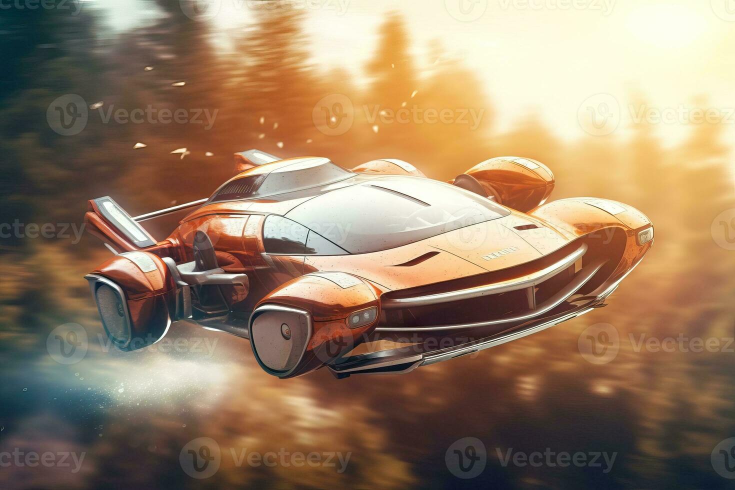 Launching into the Future Flying Car in Cinematic Detail Generative AI photo