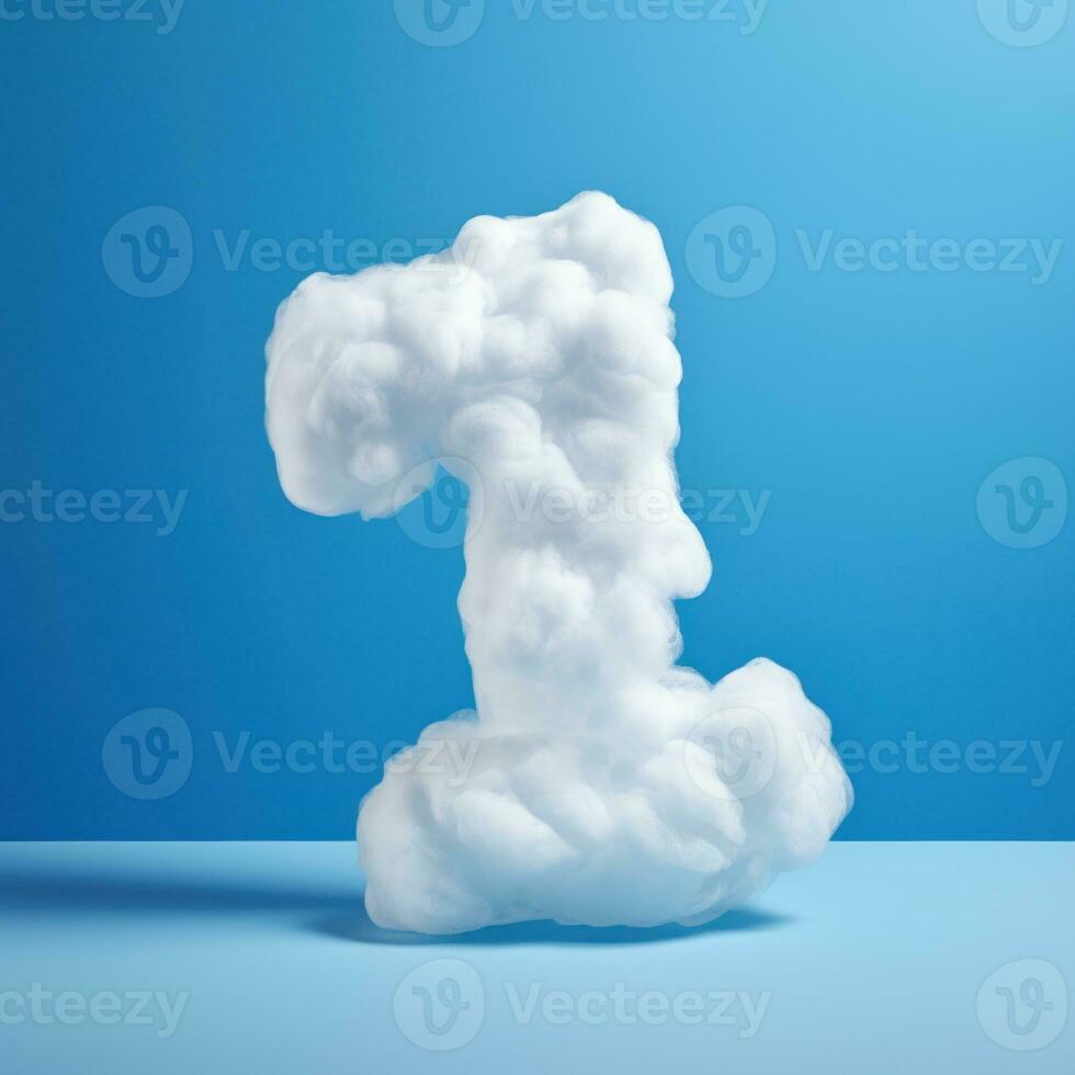 Blue Cloud Number Floating on Blue Background AI Generated photo