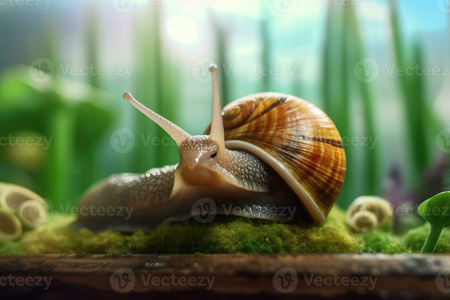 Happy Snail in Cinematic Shot Generative AI photo