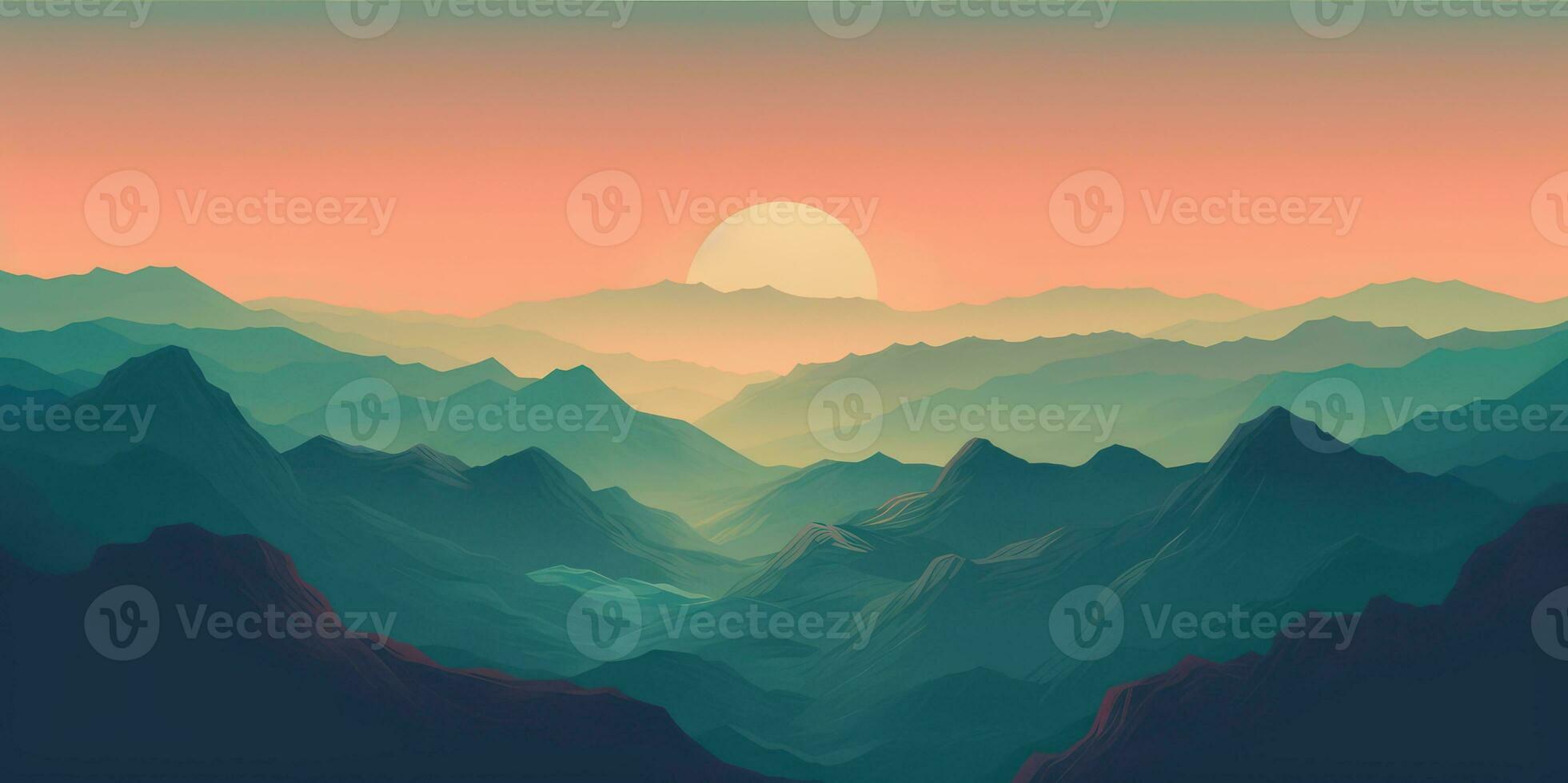 Premium Photo  Peach Sky at Dusk A NeoGeo Minimalist Mountain Landscape AI  Generated