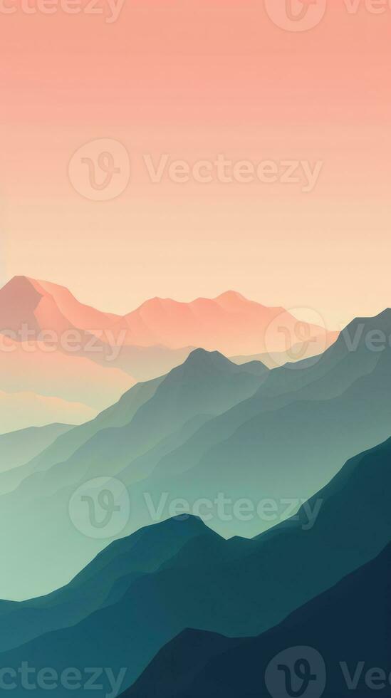 Mountain Landscape with Pink Sky at Dusk AI Generated photo
