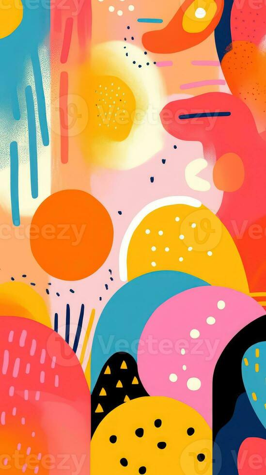Playful Abstract Artwork with Whimsical Shapes and Lively Color Palette AI Generated photo
