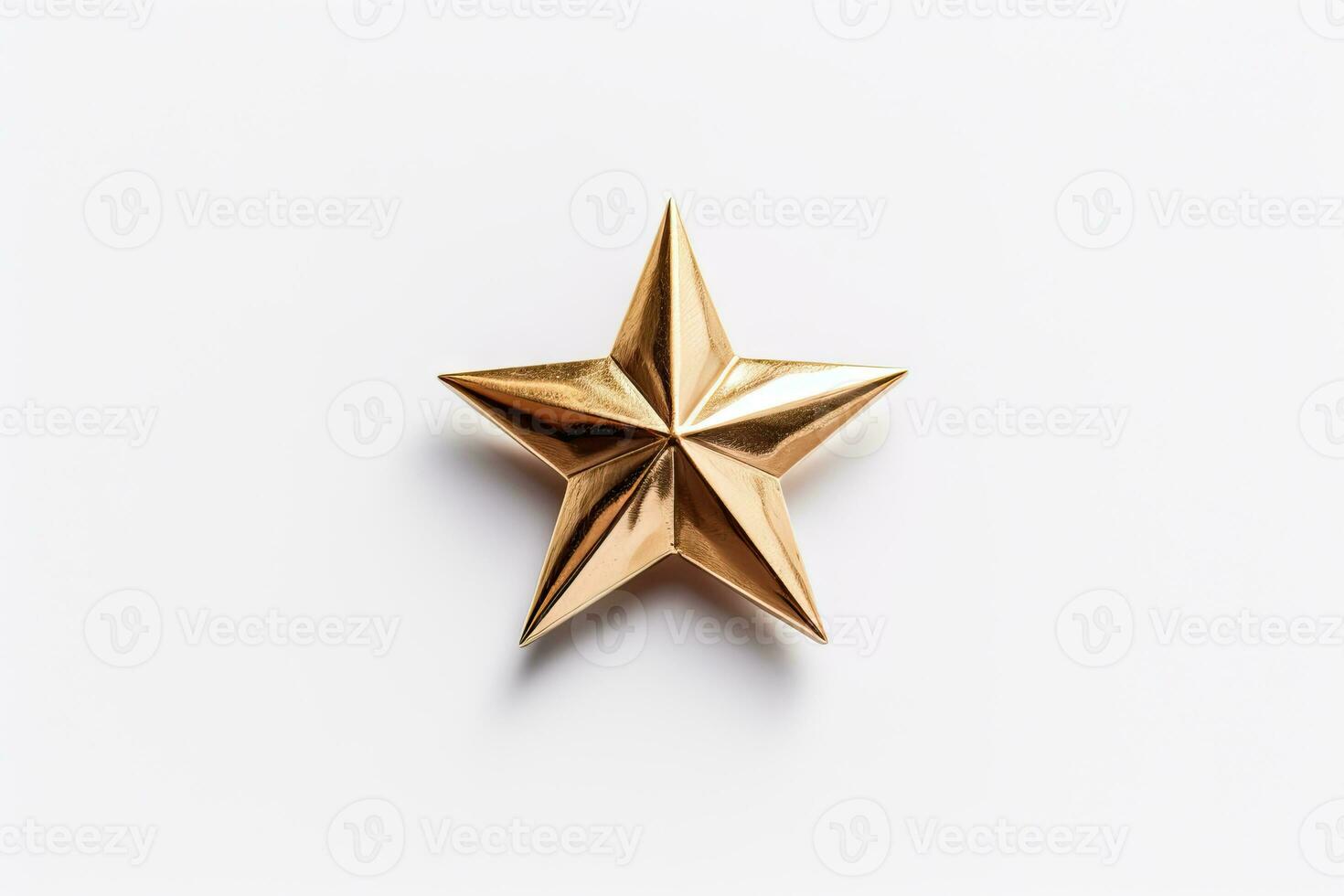 Cinematic Shot of a Single Gold Star on White Background Generative AI photo