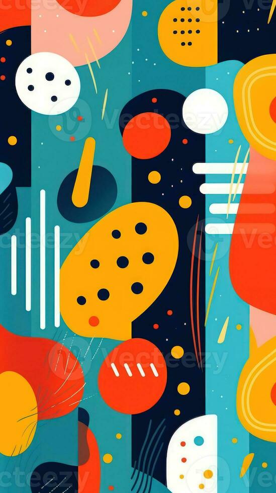 Vibrant Abstract Design with Organic Shapes and Diverse Color Palette AI Generated photo