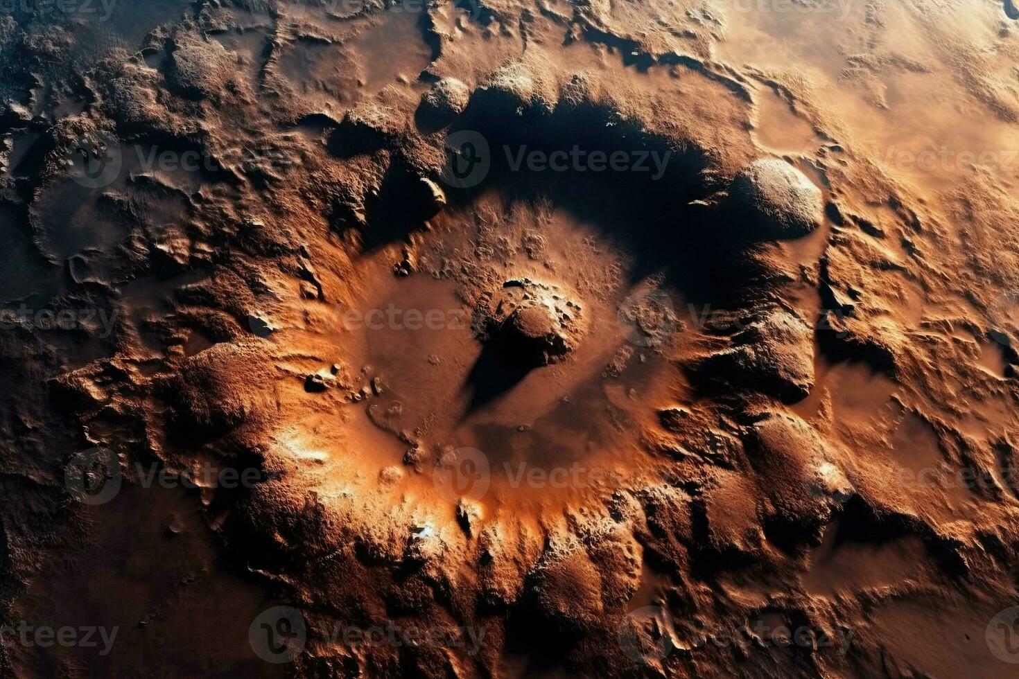 Cinematic View of Mars Terrain with Multiple Craters  Highly Detailed Generative AI photo