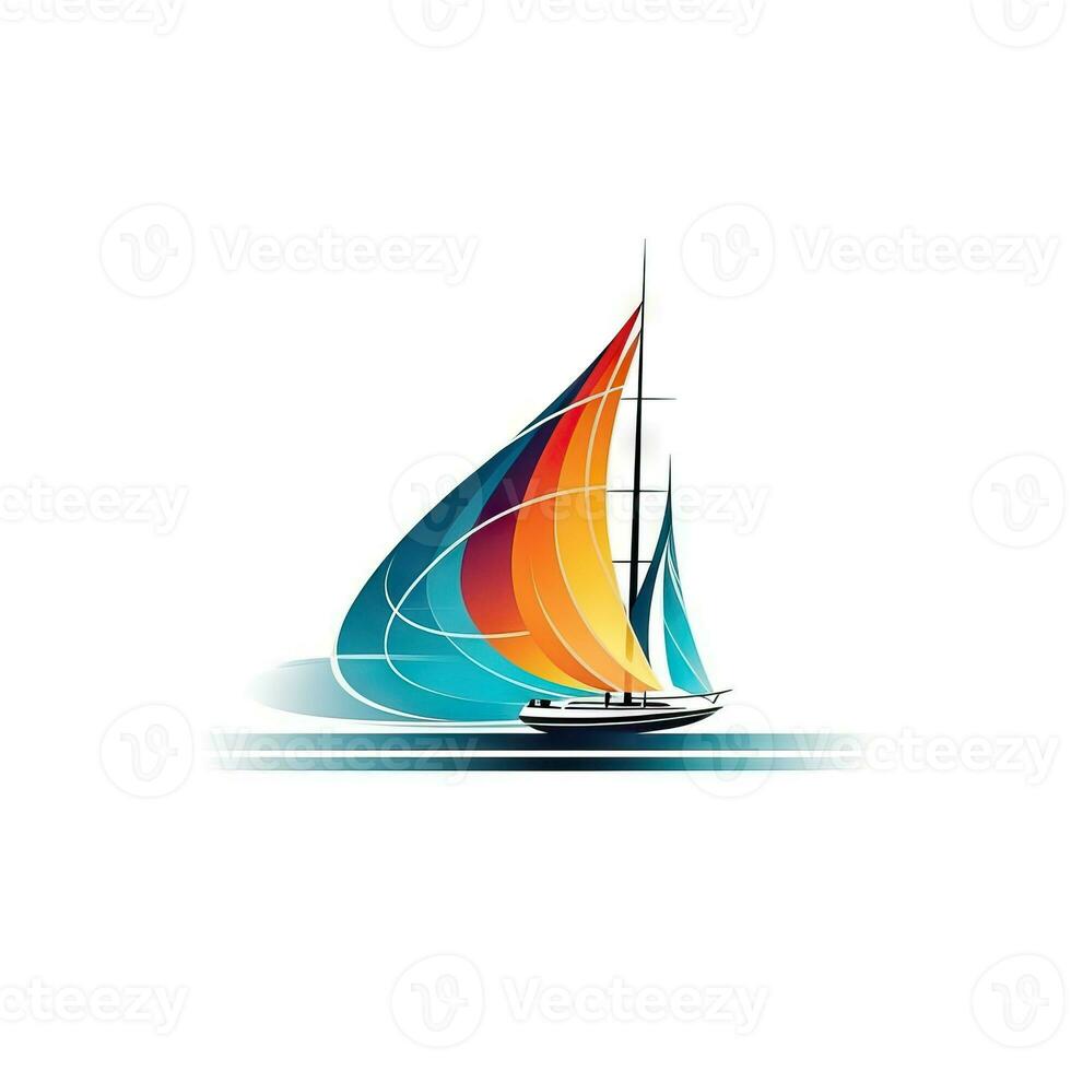 Modern Minimalistic Sailboat on White Background Vector Design Generative AI photo
